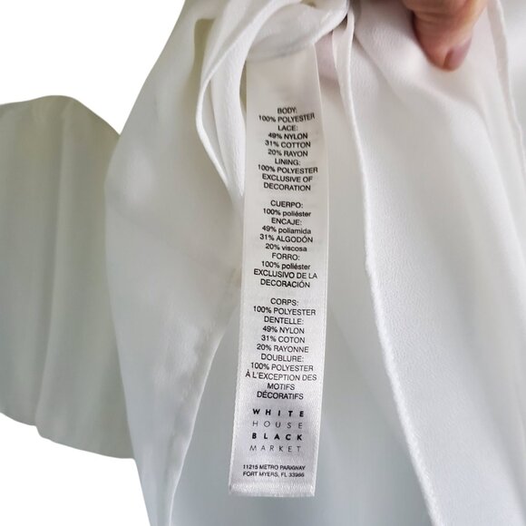 WHBM Ivory / Cream Feminine Long Sleeve Blouse with Lace Size 2 Never Worn - Picture 4 of 10